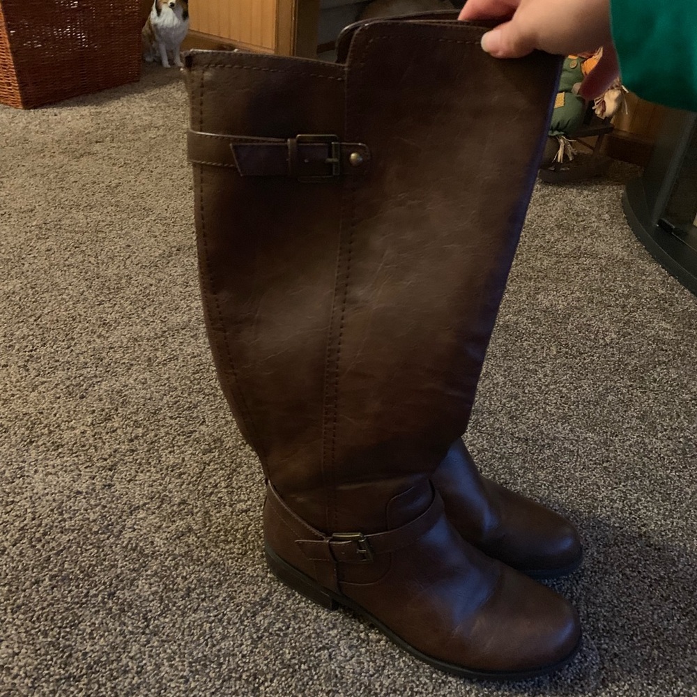 Brown riding boots
